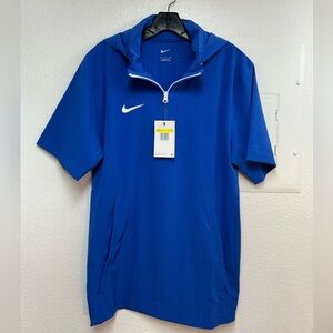 Nike  Men’s Short-Sleeve Hooded Woven Coaches Jacket 1/4 Zip Blue
